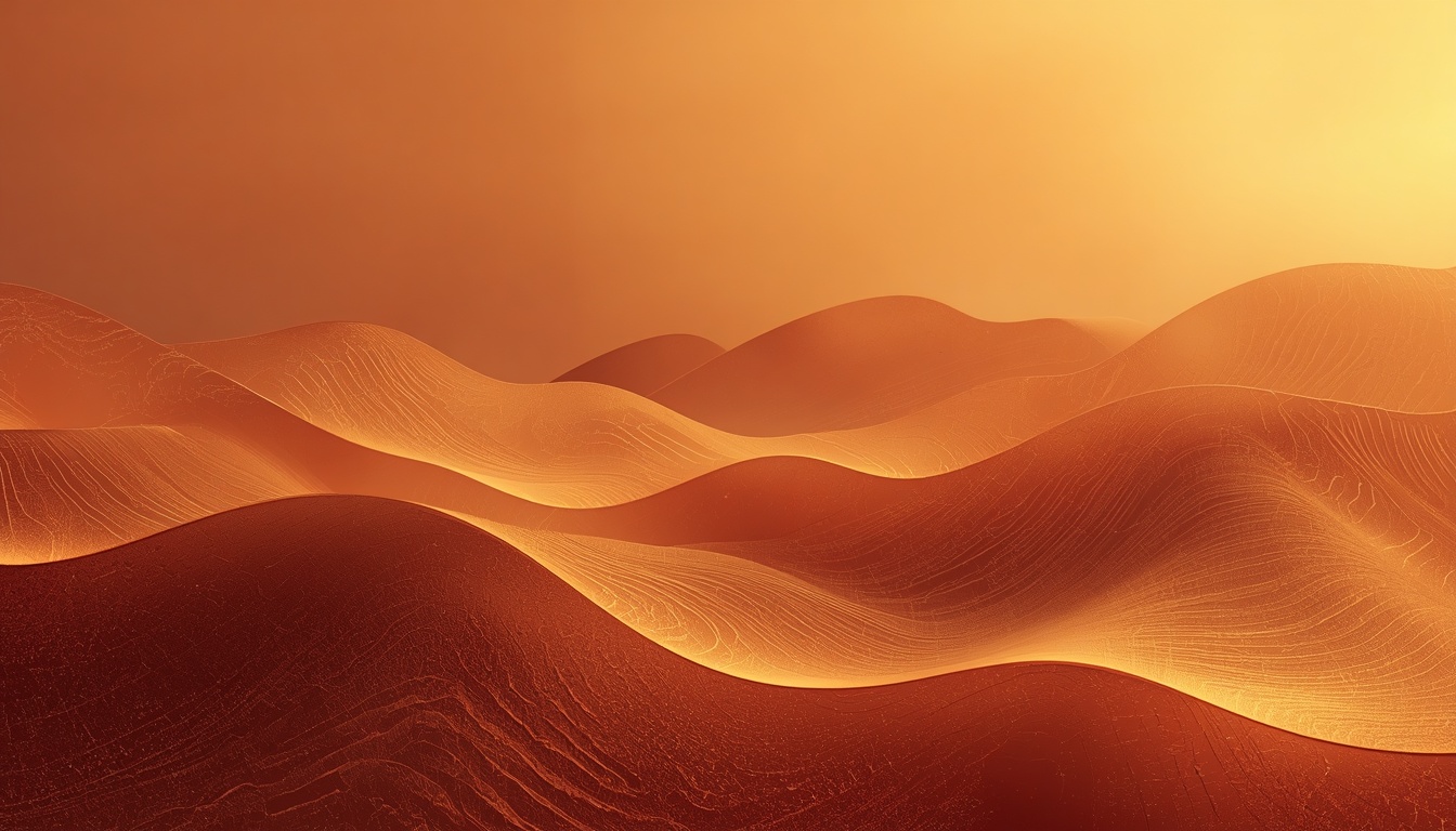 AI workflow automation visualization — abstract copper and gold landscape
