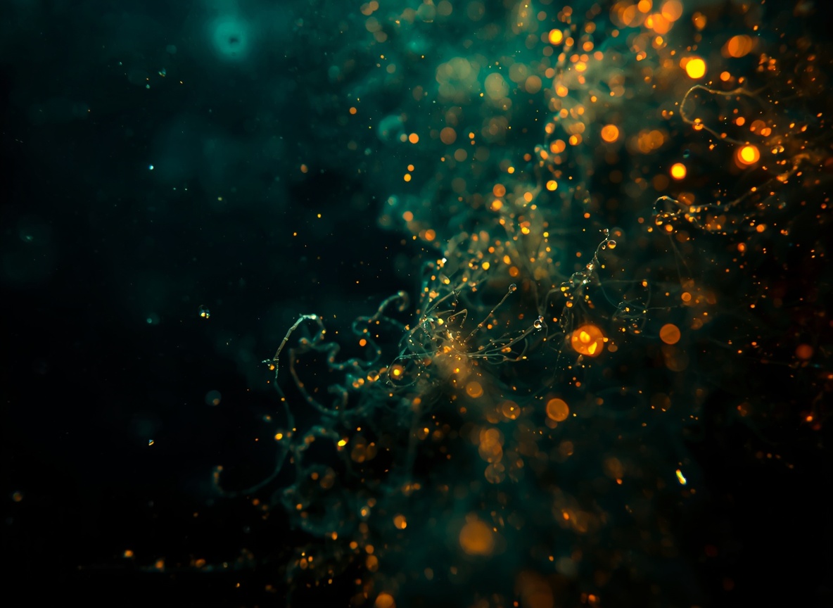 Abstract bioluminescent deep sea patterns